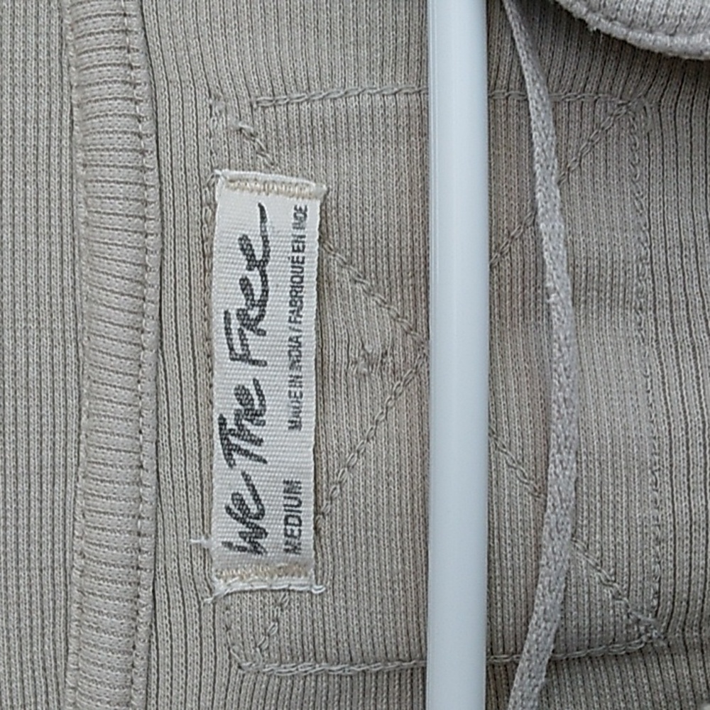 Free People Ribbed Henley Top Long Sleeve Oversized Layer Medium - Picture 4 of 8